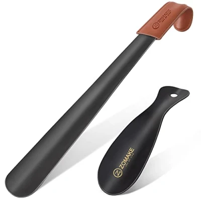 Afbeelding van ZOMAKE Chausse Pied Metal 2Pcs 42cm Noir Grand Pieds Long Manche Métal avec Cuir,19cm Chaussé Facile à Utiliser(42cm/19cm)