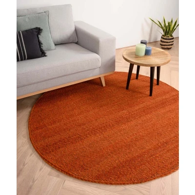 Afbeelding van Rond Wollen Vloerkleed Lett Cognac 190 Cm