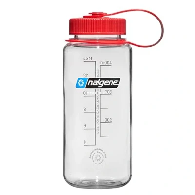 Afbeelding van Nalgene Wide Mouth Bottle drinkfles 16oz BPA free SUSTAIN Clear / Red Cap
