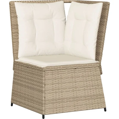 Afbeelding van vidaXL Tuinhoekbank met kussens poly rattan beige