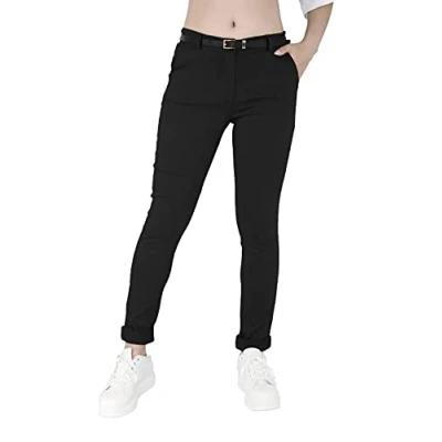 Afbeelding van JOPHY &amp; CO. Elastische chinobroek voor dames met riem (artikelnummer 3008), zwart.