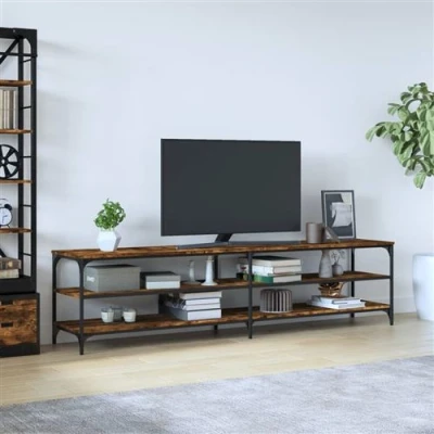 Afbeelding van Tv meubel 200x30x50 cm bewerkt hout metaal gerookt eikenkleurig