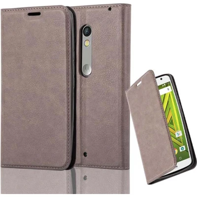 Afbeelding van Cadorabo Hoesje geschikt voor Motorola MOTO X PLAY in KOFFIE BRUIN Beschermhoes met magnetische sluiting, standfunctie en kaartvakje Book Case Cover Etui