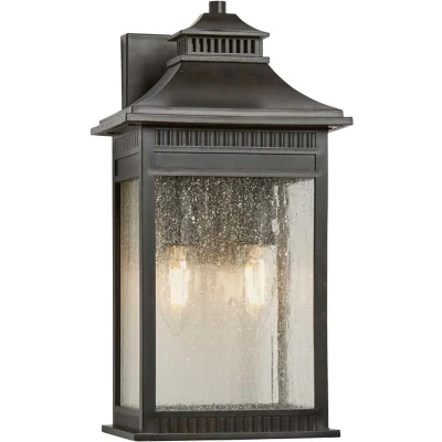 Afbeelding van Quoizel LED Wand Buitenlamp Livingston 2X E14 Max 40W IP44 Dimbaar Imperial Bronze