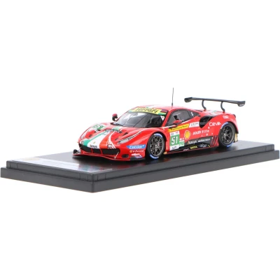 Afbeelding van het 1:43 Diecast model van De Ferrari 488 GTE Evo 3.9L Turbo V8 Team AF Corse #51 24H LeMans 2022. rijders waren A.P. Guidi / J. Calado en D. Serra. fabrikant schaalmodel is Looksmart. Dit alleen on