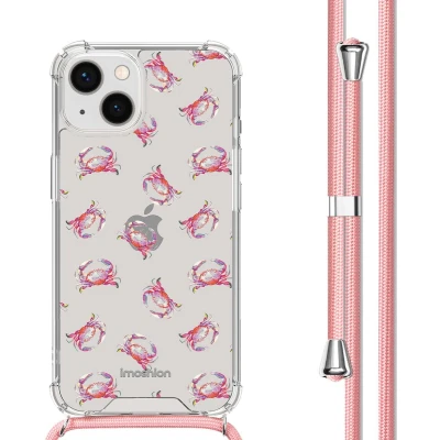 Afbeelding van iMoshion Hoesje Geschikt voor iPhone 13 met Koord Design Meerkleurig / Crab Watercolor