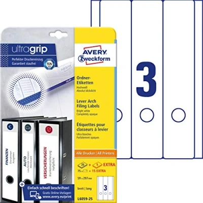 Afbeelding van Rugetiket Avery Zweckform breed/lang 59x297mm zelfklevend wit