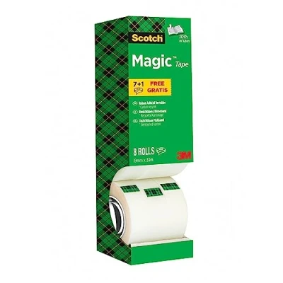 Afbeelding van Plakband Scotch Magic 810 19mmx33m onzichtbaar mat 7+1 gratis