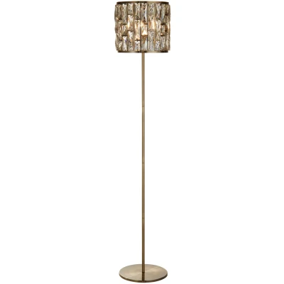 Afbeelding van Vloerlamp Bijou, messing, kristalglas