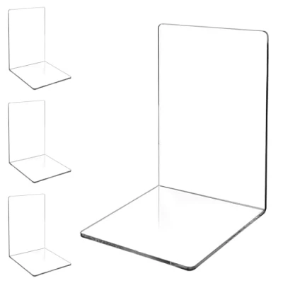 Afbeelding van Csuntikulo 4 stuks transparante boekensteunen van acryl, antislip, voor school, thuis, kantoor, bibliotheek, slaapkamer en kantoororganisatie