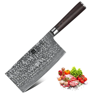 Afbeelding van Xinzuo B1H Series Hakmes Professioneel Gehamerd Damascus staal (67 laags met kern van 10Cr15CoMoV) Vlijmscherp keukenmes Inclusief geschenkdoos