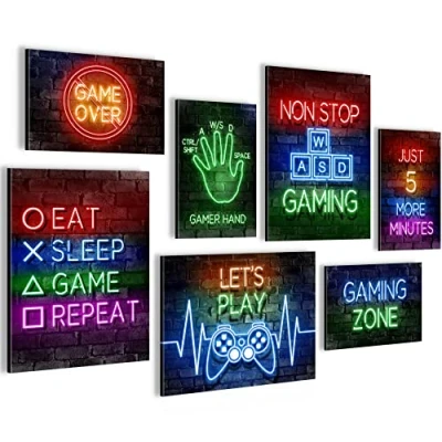 Afbeelding van Gamers Game Console 100 x 70 cm Meteen ophangen muurdecoratie wanddecoratie woonkamer canvas schilderijen slaapkamer