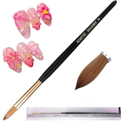 Afbeelding van Aokitec 100% Kolinsky Sable Brush Serie Nagelborstel, Acryl Hout gel Kwast, Nail Art voor UV Toepassing/Manicure/Nail Decor, Hoge Duurzaamheid Beginner &amp; Pro (maat 10)