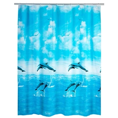 Image de Wenko 19125100 peva rideau de douche 180 x 200 dauphin