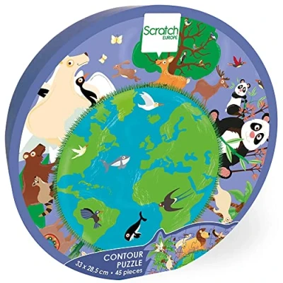 Afbeelding van Scratch europe silhouetpuzzel wereld 45st