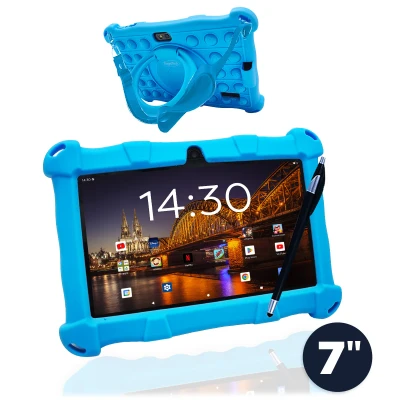 Afbeelding van AngelTech Kindertablet Slim 3+4GB RAM 64+64GB In Bol Sterrenreview 2024 100%Kidsproof Vanaf 3 Jaar 7 Inch Ouderlijk Toezicht Blauw of Roze