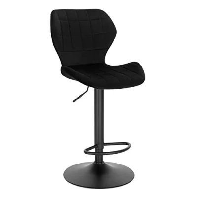 Afbeelding van WOLTU BH324sz 1 Barkruk, stuks, verstelbaar, 60 82 cm, in hoogte 360 graden draaibaar, met rugleuning, voetensteun, barstoel van fluweel, metaal, stastoel, zwart