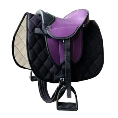 Afbeelding van Minishetlandzadel shetlandzadel zadelset voor shetlander &quot;Little Star&quot; Paars 10 inch