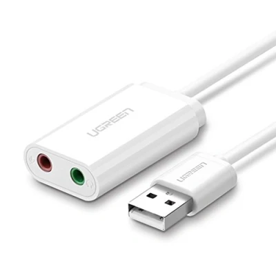 Afbeelding van UGREEN Externe USB Geluidskaart voor 3.5 mm Jack Wit