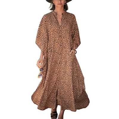Afbeelding van YOUKD Kaftan voor dames, zomer, maxi, Bohemian, strandjurk, coverup jurk, roomy kimono, Eén maat, Slang
