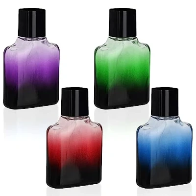 Afbeelding van Belle Vous 4 Pak Kleurrijke Lege Navulbare Parfum verstuiverlessen 50 ml Vierkant Doorzichtig Glazen Flessen met Bemistingspomp Draagbaar voor Reizen, Essentiele Olies, Aftershave en Meer