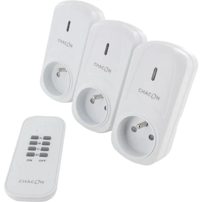 Afbeelding van Chacon Set van 3 schakelstopcontacten en afstandsbediening (2000w) 54663