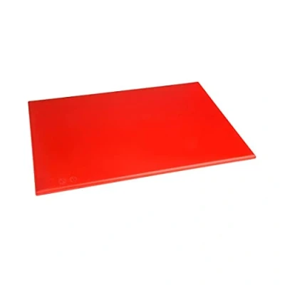 Image de Planche à découper rouge 450 x 300 12 mm haute densité Hygiplas Polyéthylène