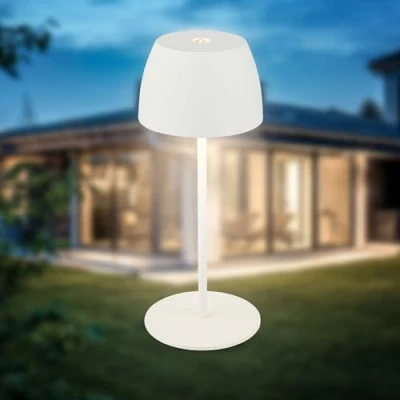 Afbeelding van B.K.Licht Oplaadbare mini Tafellamp met USB C draadloos dimbaar buitenlamp 8x20 cm wit
