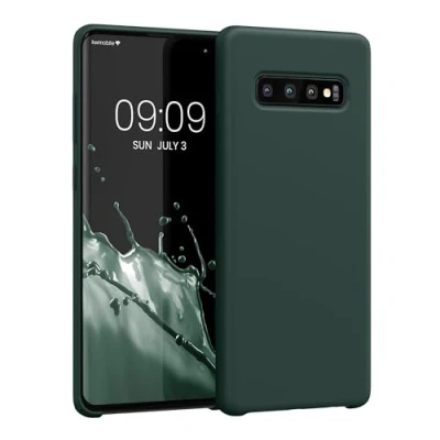 Afbeelding van kwmobile telefoonhoesje geschikt voor Samsung Galaxy S10 Plus / S10+ Hoesje met siliconen coating Smartphone case in blauwgroen