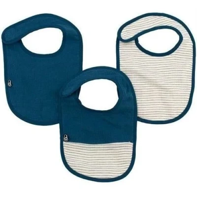 Image de Lot x3 bavoirs 0 6 mois Gaze de coton Indigo
