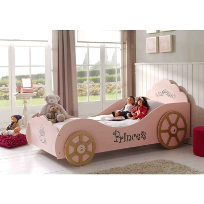 Afbeelding van LUCEVI Carbeds Princess Pinky Bed + Matras Roze 90x200 cm