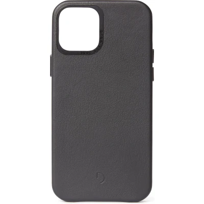 Afbeelding van DECODED Leren Back Cover iPhone 12 Pro Max Hoogwaardig Europees Leer Hoesje met Metalen Knoppen Magnetische Technologie van Apple Zwart
