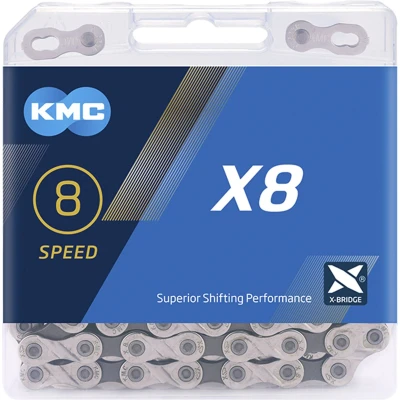 Afbeelding van Kmc Ketting X8 Smal 1/2 X 3/32 Inch 114s 6/7/8 Speed Staal