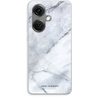 Afbeelding van Case Company® hoesje geschikt voor OnePlus Nord CE 3 Witte marmer Soft Cover Telefoonhoesje Bescherming aan alle Kanten en Schermrand