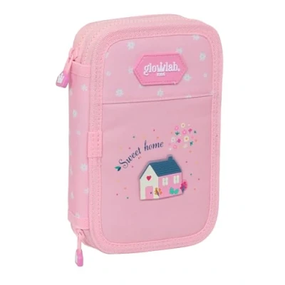 Afbeelding van Dubbele etui Glow Lab Sweet home Roze 12.5 x 19.5 4 cm (28 Onderdelen)