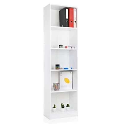 Afbeelding van ADGO smalle witte boekenkast met verdelers, 50 x 30 181 cm, hoge plank, hoog, bureauplank, wandplank, boekenplank, plank