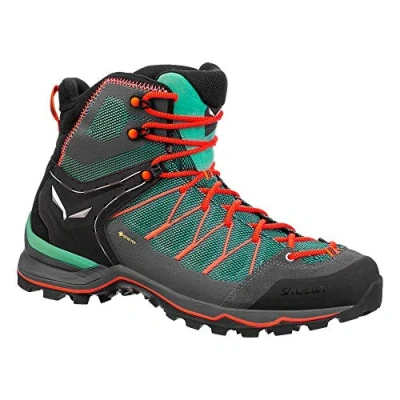 Afbeelding van Salewa MTN Trainer LITE MID GTX Outdoorschoenen, Dames, Maat: 38.5, Feld green/fluo coral Leer en textiel
