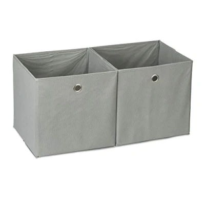 Afbeelding van relaxdays opbergbox set van 2 stof opvouwbaar speelgoed opbergmand opbergen grijs
