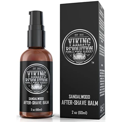 Afbeelding van Viking Revolution Luxe hoogwaardige aftershave balsem voor mannen, kalmeert en hydrateert het gezicht, geen scheerverbranding een zijdezacht resultaat, sandelhout
