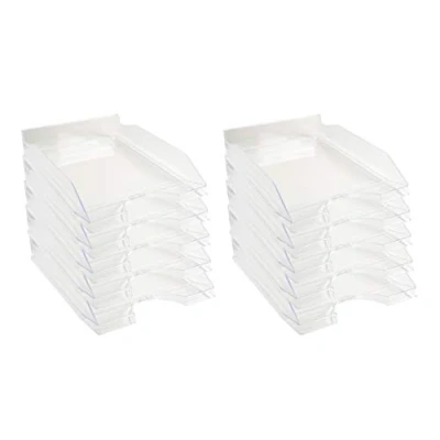 Afbeelding van Exacompta Ref. 12323D Set van 10 ECOTRAY brievenbakken nuttige afmetingen 34 x 25 6,5 cm voor documenten in A4+ formaat kristalkleurig