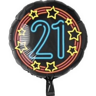 Afbeelding van Helium ballon 21 jaar Neon 45cm
