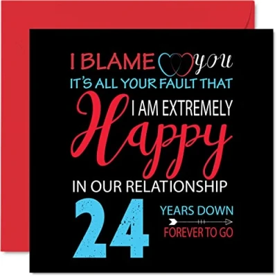 Afbeelding van Grappige kaart voor de 24e trouwdag echtgenoot en vrouwen, Your Fault I&#039;m Extreme Happy verjaardagskaart partner, 145 mm x verjaardag, verjaardag