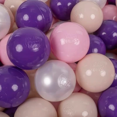 Afbeelding van KiddyMoon 50 ballen/7 cm kleurrijke plastic ballen voor zwembad kinderen baby gemaakt in de EU, pastelbeige/poederroze/parel/paars