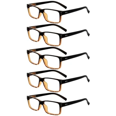 Afbeelding van Eyekepper Mannen Vintage Lezen Brillen 5 Stuks Leesbrillen voor Heren Dames Zwart Geel Lijst +2.25