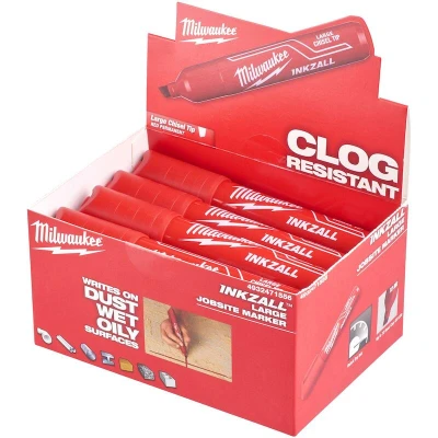Afbeelding van MILWAUKEE 4932471556 INKZALL marker met beitelpunt L rood