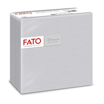 Afbeelding van Fato Papieren servetten, airlaid, textieleffect, pak van 50 afmeting 40 x cm, in 4 gevouwen, Shade Silver Decor