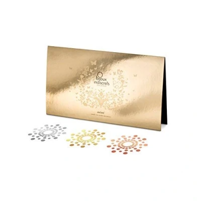 Image de BIJOUX INDISCRETS Mimi Skin Tattoo Kit Ensemble de Caches Seins Tons Métalliques avec Test Sensibilité la Peau, 3 Paires