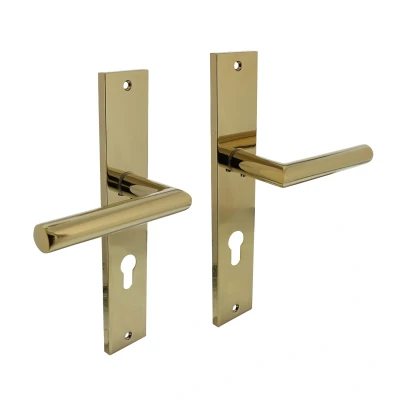 Afbeelding van Intersteel Deurkruk Bastian op schild 245x45 mm profielcilindergat 72 messing titaan PVD