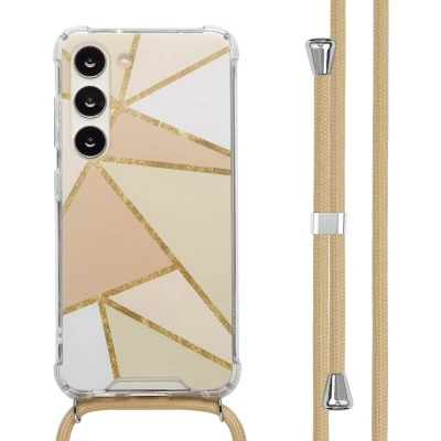 Afbeelding van imoshion Design hoesje met koord voor de Samsung Galaxy S23 Beige Graphic