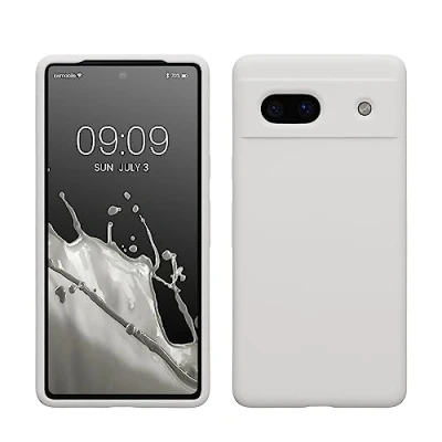 Afbeelding van kwmobile telefoonhoesje geschikt voor Google Pixel 7a Hoesje met siliconen coating Smartphone case in mat wit